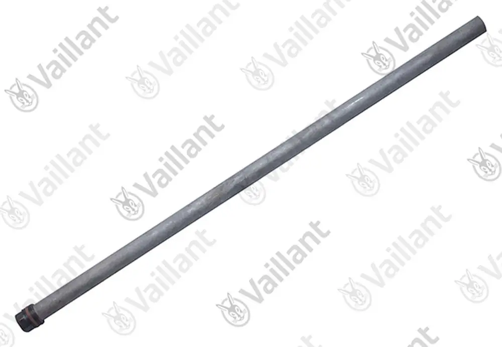 Langer metallischer Heizungsanodendraht von Vaillant, mit einem Gewinde am Ende, zur Verwendung in Heizsystemen.